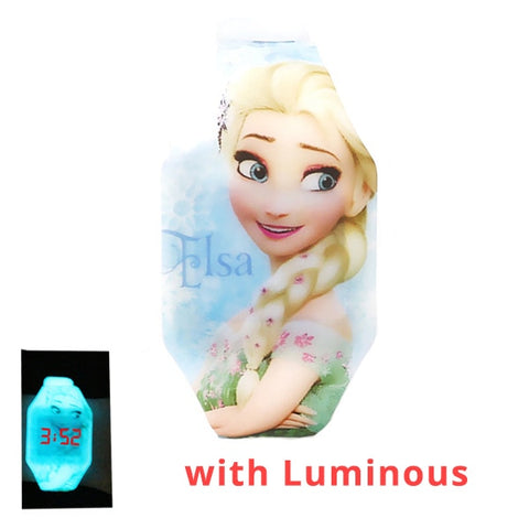 New Luminous Princess Elsa Child Watches For Girl Avengers Captain LED Watch Kids Student Electronic Watch Clock Reloj Infantil