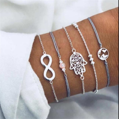 Fashion Women Bracelet Set Bohemia Jewelry Vintage Boho Turtle Map Charm Bracelets & Bangles For Girl Bead Chain Accessories