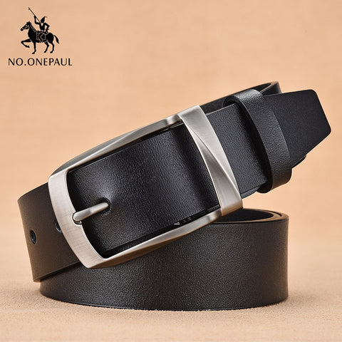 NO.ONEPAUL Authentic men's leather business fashion retro  belt alloy pin buckle new buckle men's jeans wild belt free shipping