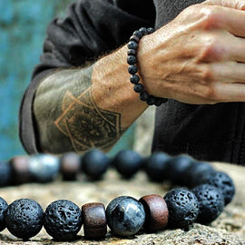 Lava Stone Men Bracelet Natural Moonstone Bead Tibetan Buddha Bracelet Chakra Diffuser Bracelets Men Jewelry Gifts Drop Shipping