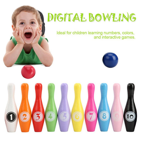 Colorful 10 Piece Bowling Set 10 Pins 2 Bowling Balls Children Kids Educational Toy Fun Family Game Digital Bowling For Children