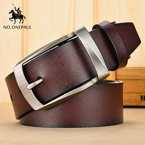 NO.ONEPAUL Authentic men's leather business fashion retro  belt alloy pin buckle new buckle men's jeans wild belt free shipping