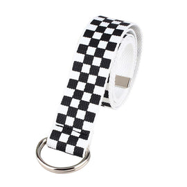 2019 Fashion Punk Checkered Belt Waistband Long Black and White Plaid Checkerboard Couple Checkered Canvas Women New Belts