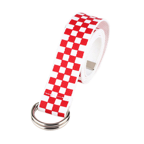 2019 Fashion Punk Checkered Belt Waistband Long Black and White Plaid Checkerboard Couple Checkered Canvas Women New Belts