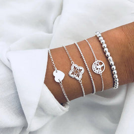 30 Styles Bohemian Bracelet Set For women Shell Star Map lotus pineapple Heart Natural stone Beads chains Bangle Boho Jewelry
