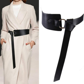 New Black Wide Corset leather Belt Female Tie Obi Waistband thin brown Bow leisure Belts for Women Wedding Dress Waistband lady