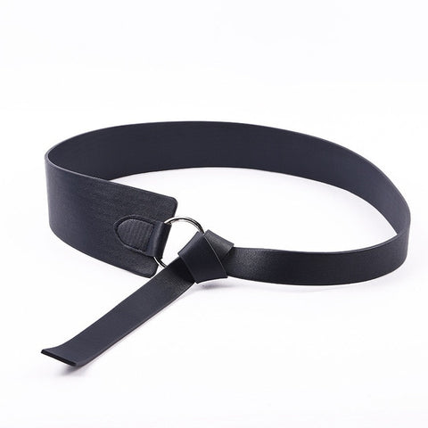 New Black Wide Corset leather Belt Female Tie Obi Waistband thin brown Bow leisure Belts for Women Wedding Dress Waistband lady