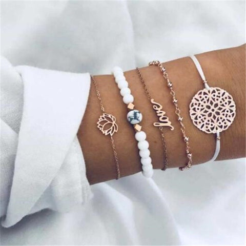 Ahmed 15 Style Bohemian Trendy Bracelet sets for Women Fashion Plain Shell Map Heart Animal Palm Beads Tassel Bracelets Jewelry