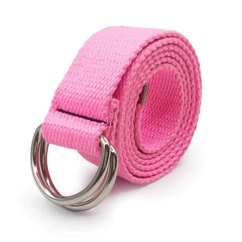 130cm Fashion Neutral Nylon Canvas Belt Printing D Ring Double Buckle Student Belt Canvas waistband Belt with double buckle