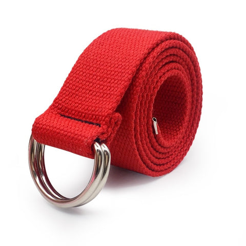 130cm Fashion Neutral Nylon Canvas Belt Printing D Ring Double Buckle Student Belt Canvas waistband Belt with double buckle