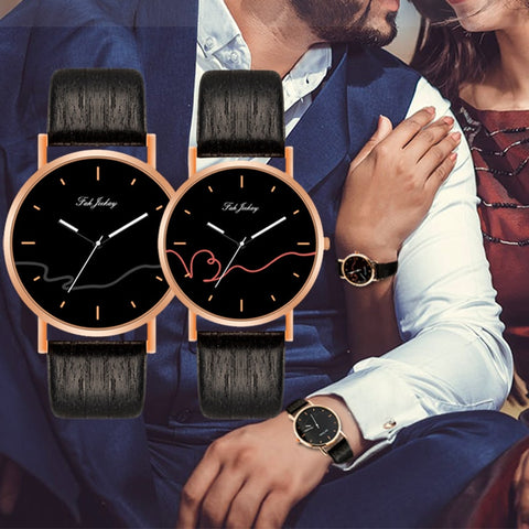 WJ-8733 Fashion Couple Watch Casual Leather Strap Wristwatch For Man Women Watches Simple Classic Lover's Wrist Watches Quartz