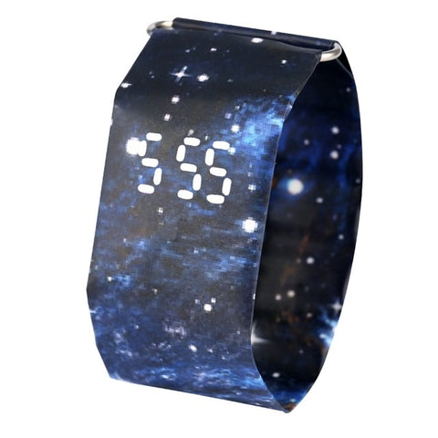 Colored Squares Pattern Paper Watch Durable DuPont Paper Strap Watches Women Gift Digital Time Display Wristwatch Girlfriend