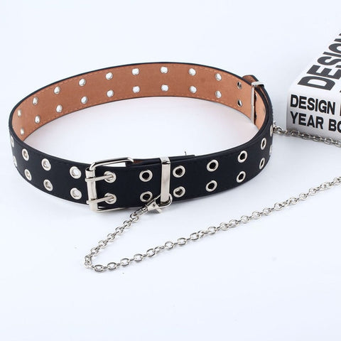 Women Punk Chain Fashion Belt Adjustable Double/Single Row Hole Eyelet Waistband with Eyelet Chain Decorative Belts 2019 New