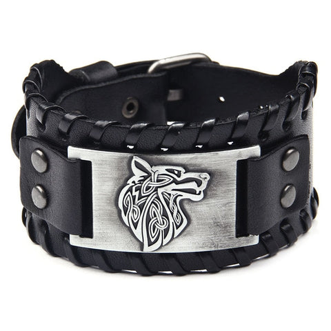 Lucky bag The Viking Compass Vegvisir Adjustable Metal Buckle Wide Genuine Leather Cuff Bracelet for women men