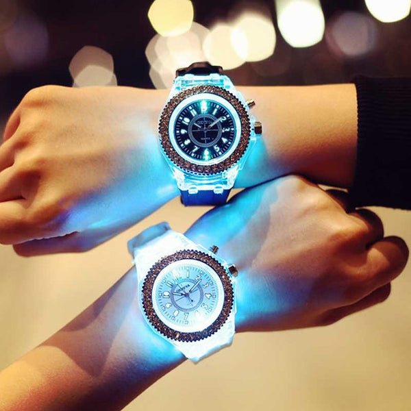 Fashion Flash Luminous Watch Led light Personality trends students lovers jellies woman men's watches light Couple WristWatch