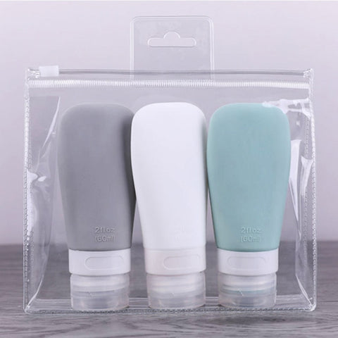 1/3Pcs 60/90ml Silicone Refillable Bottle Travel Shampoo Bottle Lotion Travel Packing Press Bottles Portable Cosmetic Container