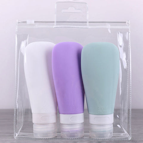 1/3Pcs 60/90ml Silicone Refillable Bottle Travel Shampoo Bottle Lotion Travel Packing Press Bottles Portable Cosmetic Container