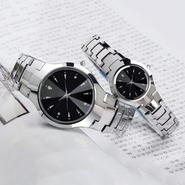 Couple Watches Pair Men and Women Casual Round Dial Calendar Alloy Linked Strap Analog Quartz Wrist Couple Watch парные часы