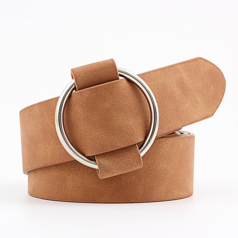 Women leather belt Newest Round buckle belts female leisure jeans wild without pin metal buckle Women strap belt