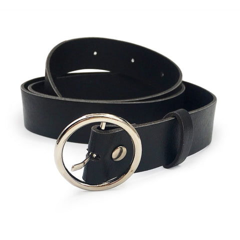 Women leather belt Newest Round buckle belts female leisure jeans wild without pin metal buckle Women strap belt