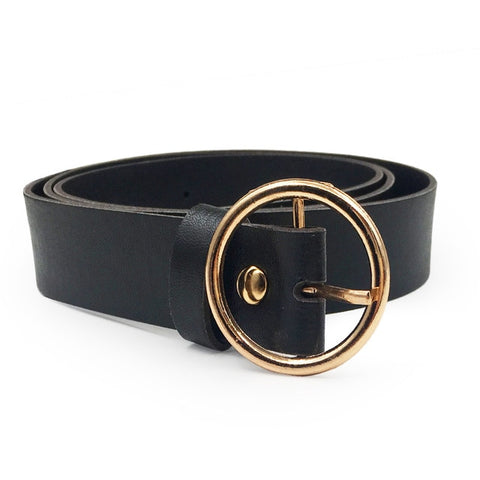 Women leather belt Newest Round buckle belts female leisure jeans wild without pin metal buckle Women strap belt