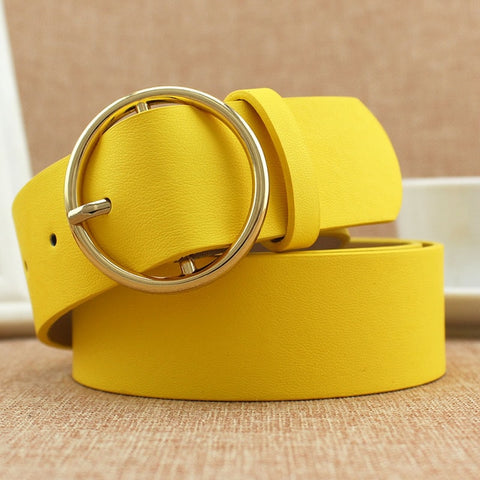 Fashion Classic round buckle Ladies wide belt Women's 2019 design high quality female casual leather belts for jeans kemer
