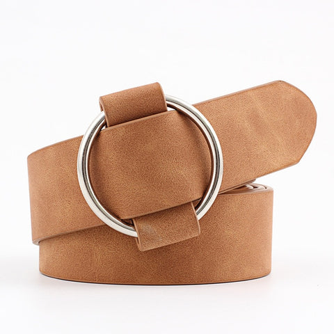Fashion Classic round buckle Ladies wide belt Women's 2019 design high quality female casual leather belts for jeans kemer