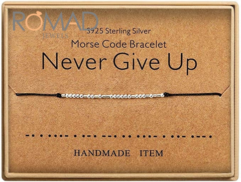 Romad Morse Code Bracelets Lucky Jewelry S925 Silver Bracelets Beads On Silk Cord Bracelet Gift Jewelry For Women Men Gifts