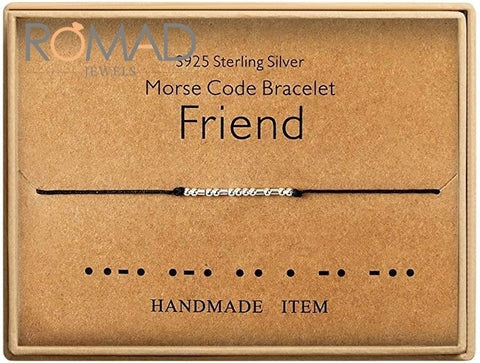 Romad Morse Code Bracelets Lucky Jewelry S925 Silver Bracelets Beads On Silk Cord Bracelet Gift Jewelry For Women Men Gifts