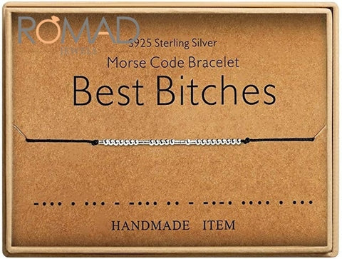 Romad Morse Code Bracelets Lucky Jewelry S925 Silver Bracelets Beads On Silk Cord Bracelet Gift Jewelry For Women Men Gifts