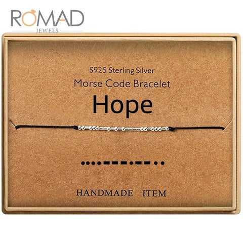 Romad Morse Code Bracelets Lucky Jewelry S925 Silver Bracelets Beads On Silk Cord Bracelet Gift Jewelry For Women Men Gifts