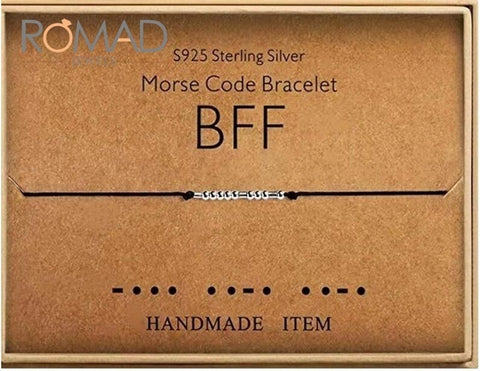 Romad Morse Code Bracelets Lucky Jewelry S925 Silver Bracelets Beads On Silk Cord Bracelet Gift Jewelry For Women Men Gifts