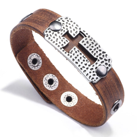 UBEAUTY 2020 new cross leather bracelet Alloy accessory man's Christ bracelet Black brown woman's religious bracelets