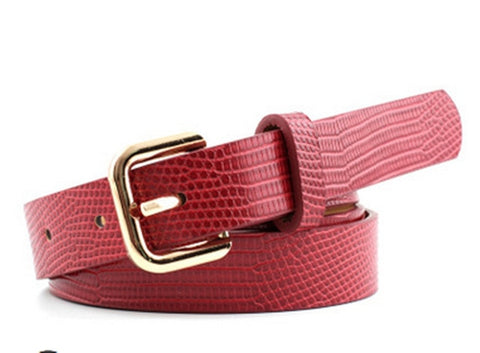 Women's belt imitation leather alloy pin buckle belt stone pattern fashion lizard pattern decorative jeans women's belt