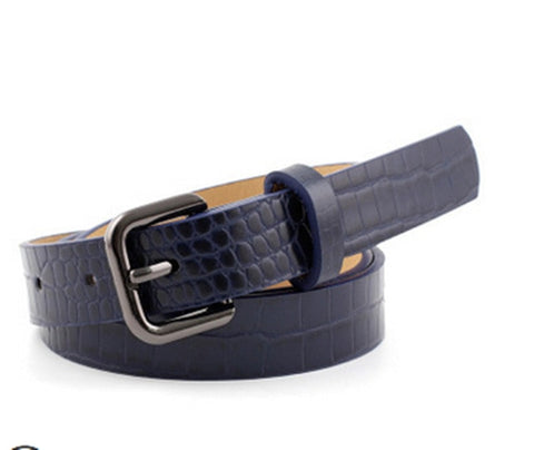 Women's belt imitation leather alloy pin buckle belt stone pattern fashion lizard pattern decorative jeans women's belt