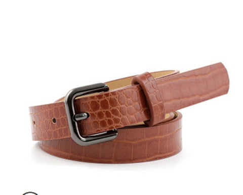 Women's belt imitation leather alloy pin buckle belt stone pattern fashion lizard pattern decorative jeans women's belt