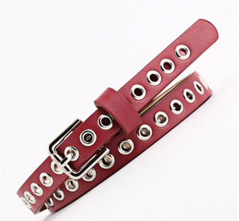 Women's pu leather belt studs with perforated waist chain ladies casual dress pants long shirt accessories