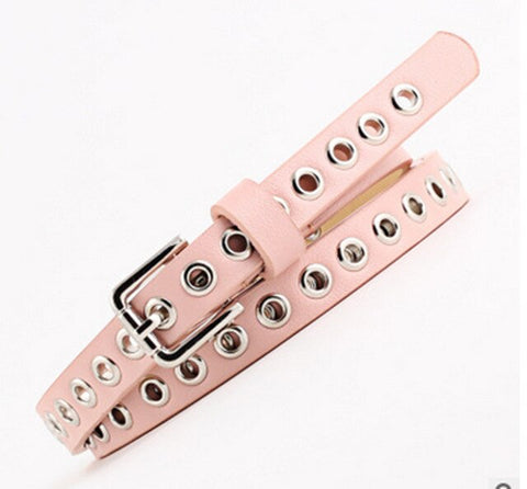 Women's pu leather belt studs with perforated waist chain ladies casual dress pants long shirt accessories