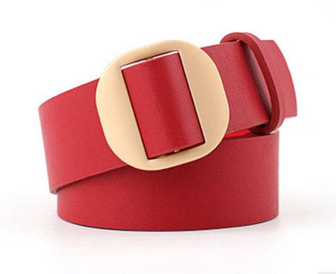 Fashion female round buckle non-porous belt female decorative down jacket pu leather belt