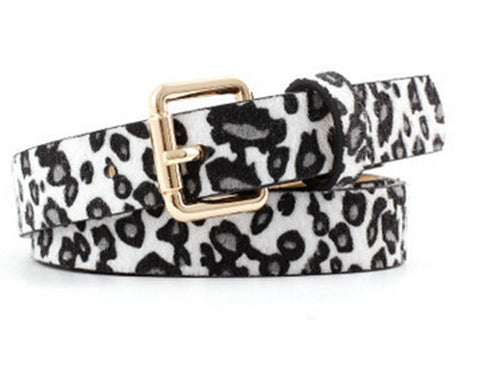 New fashion pink leopard print horsehair decorative belt ladies retro wild pin belt belt