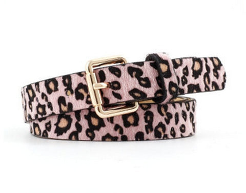 New fashion pink leopard print horsehair decorative belt ladies retro wild pin belt belt