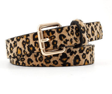 New fashion pink leopard print horsehair decorative belt ladies retro wild pin belt belt