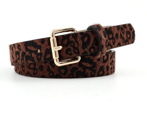 New fashion pink leopard print horsehair decorative belt ladies retro wild pin belt belt