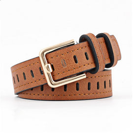 Women belt fashion Hollow decoration Women leather belt solid color casual retro Pin buckle Women cowboy belt