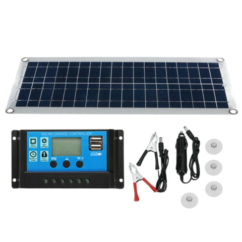 Controller+Clip Outdoor Car Charger Power 30W Dual USB Flexible Solar Panel Kit+40A