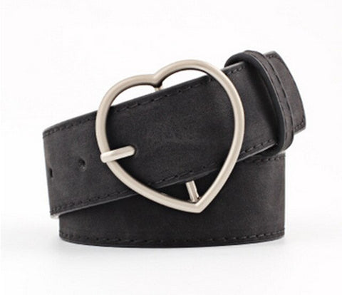 New hundred ladies imitation Leather belt alloy peach Heart Day buckle Lady Scrub leather belt student belt luxury belt