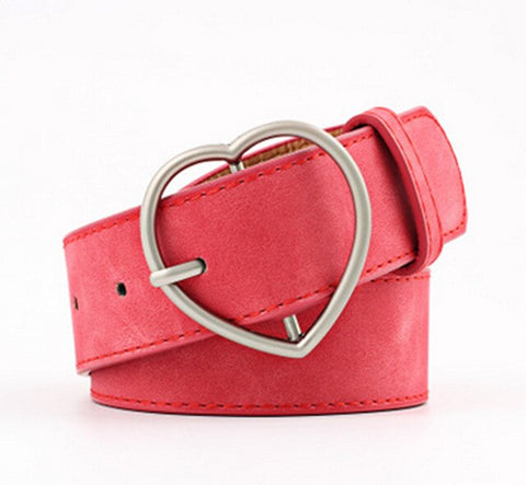 New hundred ladies imitation Leather belt alloy peach Heart Day buckle Lady Scrub leather belt student belt luxury belt