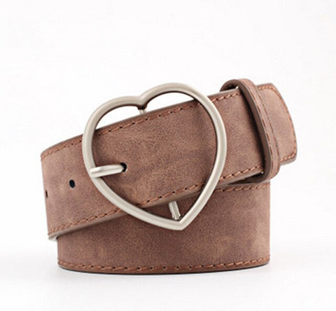 New hundred ladies imitation Leather belt alloy peach Heart Day buckle Lady Scrub leather belt student belt luxury belt