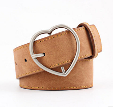 New hundred ladies imitation Leather belt alloy peach Heart Day buckle Lady Scrub leather belt student belt luxury belt