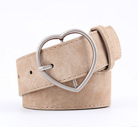 New hundred ladies imitation Leather belt alloy peach Heart Day buckle Lady Scrub leather belt student belt luxury belt